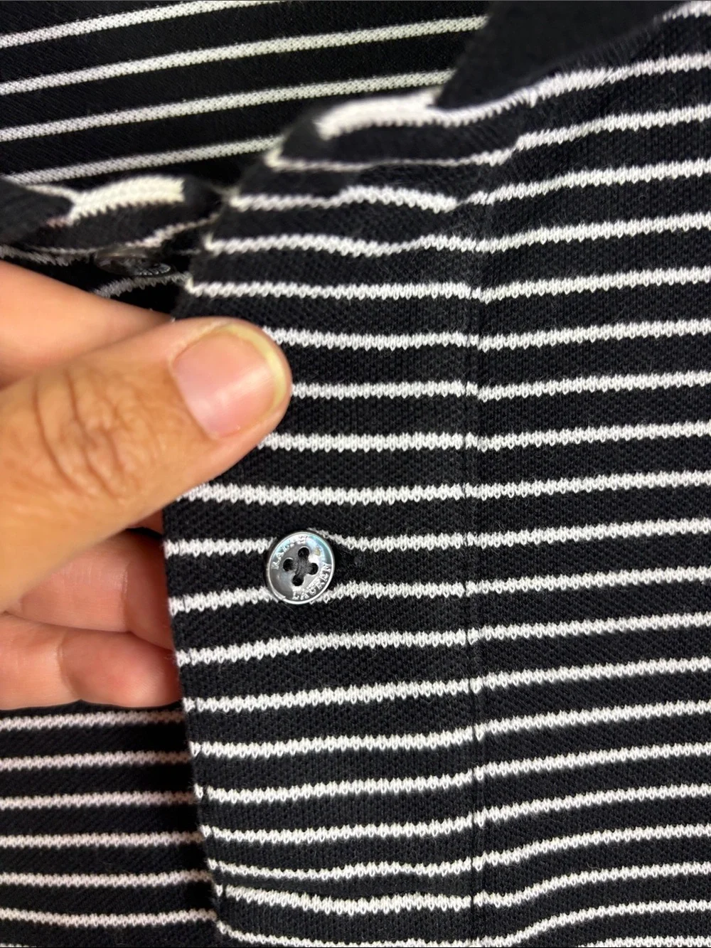 Polo by Ralph Lauren Stretch Mesh Short Sleeve Polo Shirt Black White Stretch L